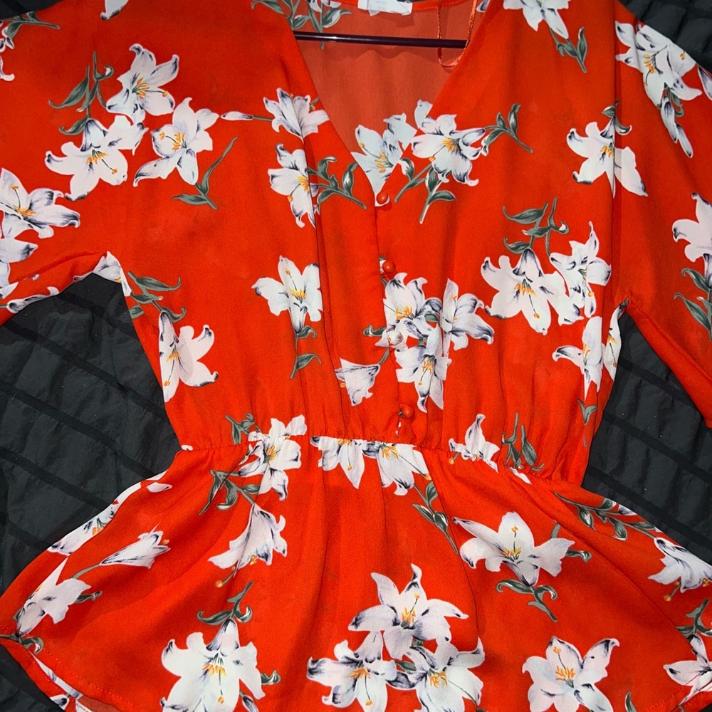Sienna Sky Floral Blouse in Vibrant Orange